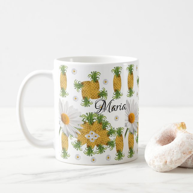 Pineapples White Daisy Mug (With Donut)
