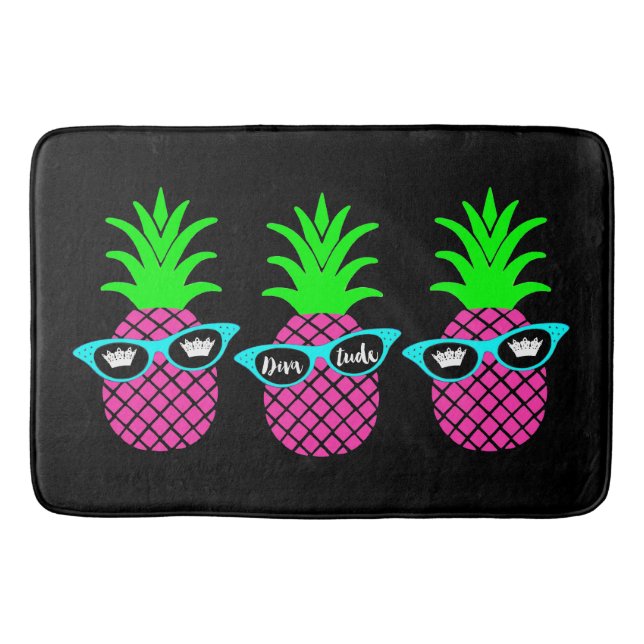 Pineapples with "DIVAtude" and Tiaras Bath Mat (Front)