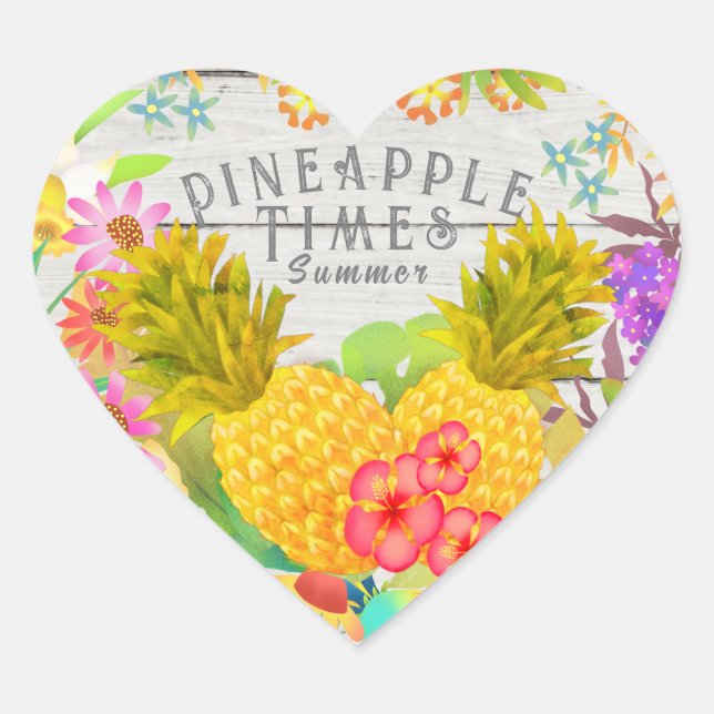 Pineapples with Floral Heart Sticker (Front)