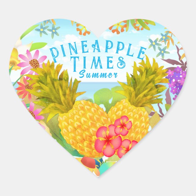 Pineapples with Floral Heart Sticker (Front)
