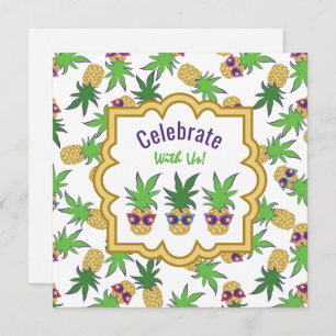 Pineapples with Sunglasses Pattern Invitation