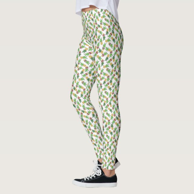 Pineapples with Sunglasses Pattern Leggings (Left)