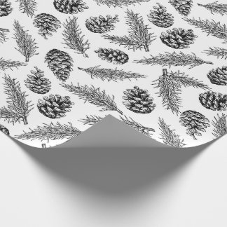 Pinecone and fir tree Christmas pattern. Winter Wrapping Paper
