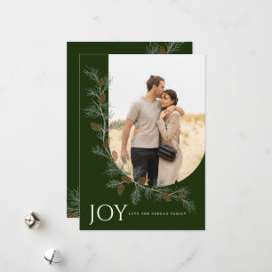 Pinecone Bough Vertical Holiday Card Green