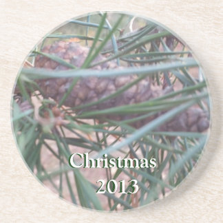 pinecone christmas 2013 sandstone coaster