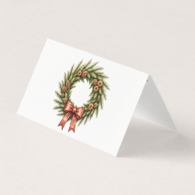 Pinecone Christmas Wreath Folded Card (Front)