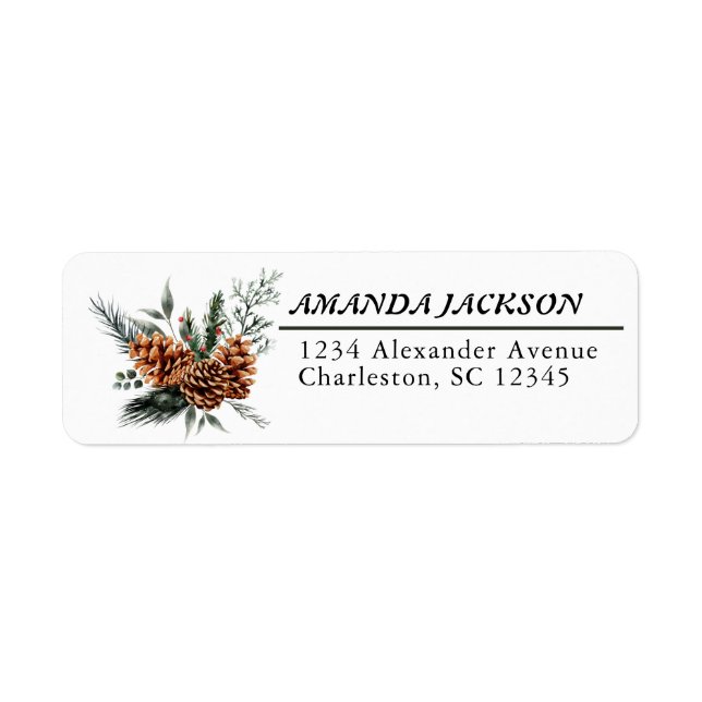 Pinecone Green Foliage Return Address Label (Front)