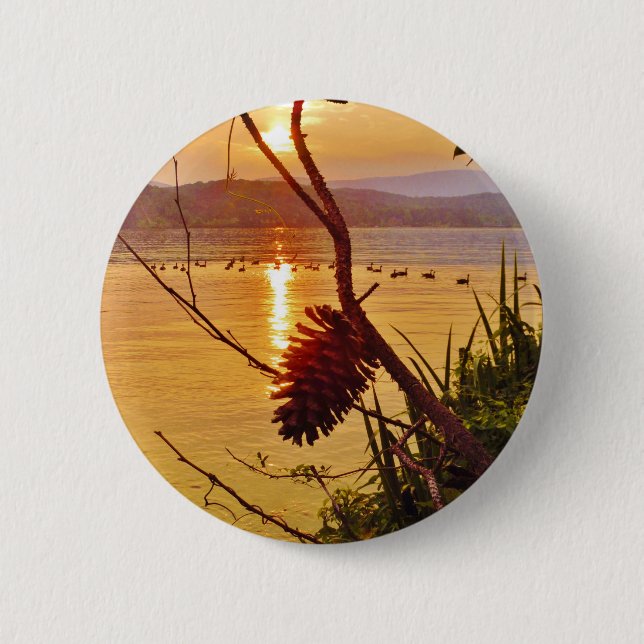 Pinecone Lake sunset 6 Cm Round Badge (Front)
