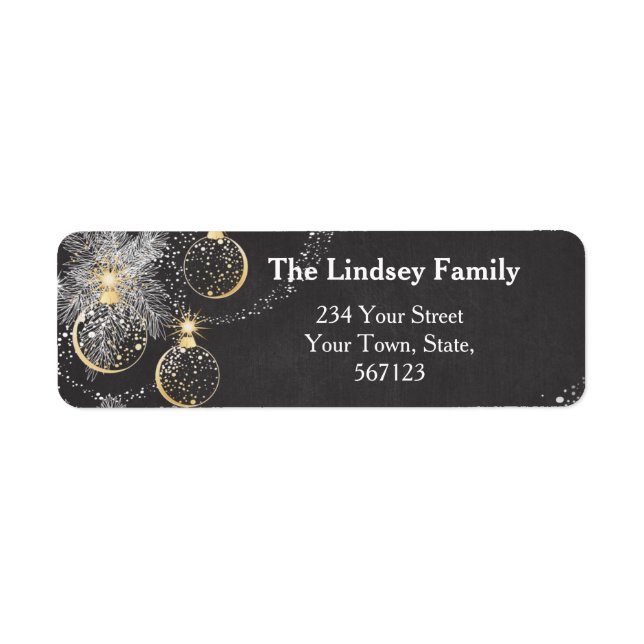 Pinecone Ornaments Chalkboard Christmas Return Address Label (Front)