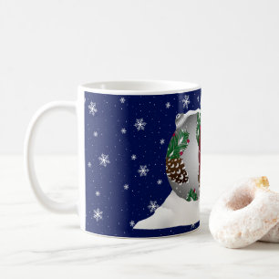 Pinecone ornaments with snowy sky Christmas mug. Coffee Mug
