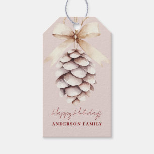 Pinecone Personalised Happy Holidays Christmas Gift Tags
