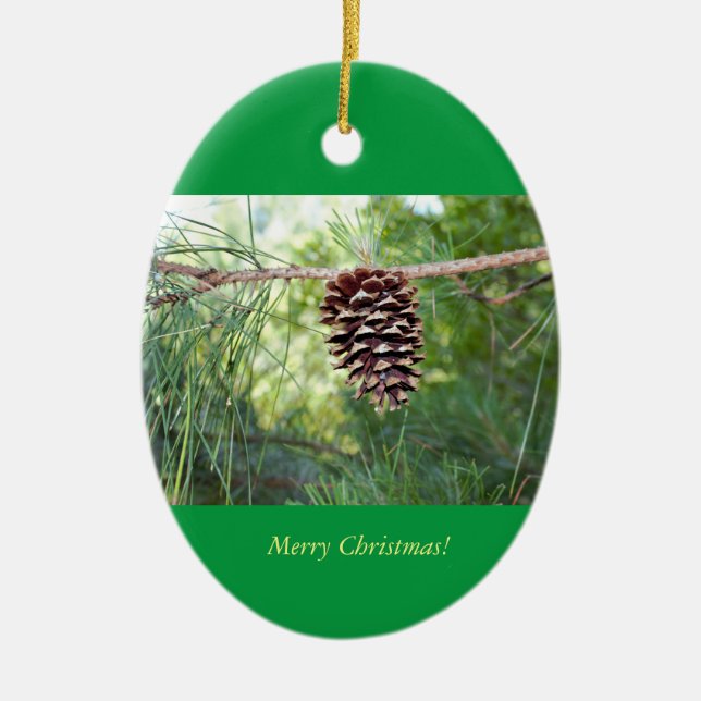Pinecone Photo Ceramic Tree Decoration (Front)