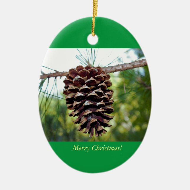 Pinecone Photo Ceramic Tree Decoration (Front)