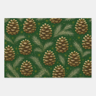 Pinecone & pine needle wrapping paper sheet