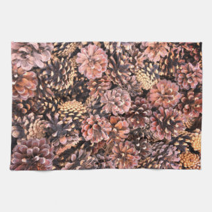 Pinecone rustic fall natural winter brown tea towel