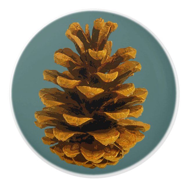 Pinecone rustic nature ceramic knob (Front)