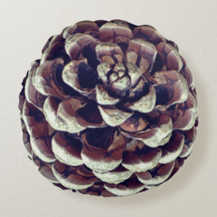 Pinecone rustic nature fall winter  round cushion