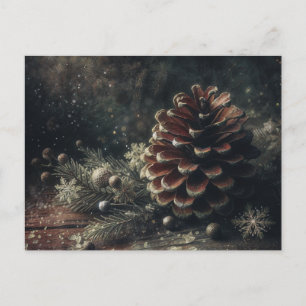 Pinecone Winter Art Postcard