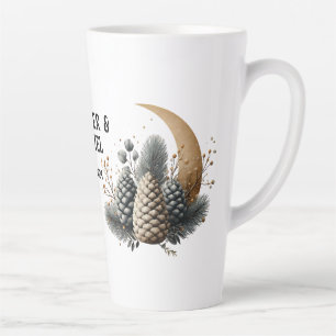 Pinecones and Crescent Moon Winter Love Latte Mug