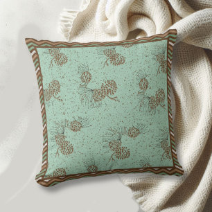 Pinecones and Distressed Chevron Stripes Cabin Cushion