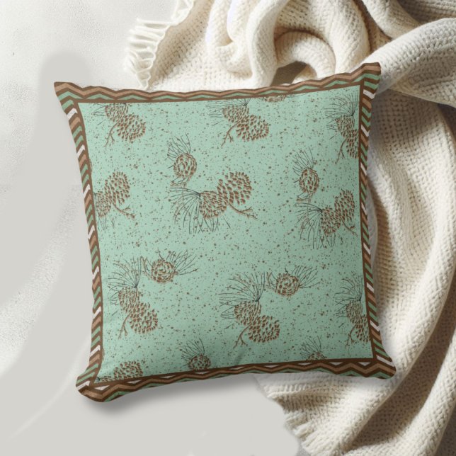 Pinecones and Distressed Chevron Stripes Cabin Cushion (Creator Uploaded)