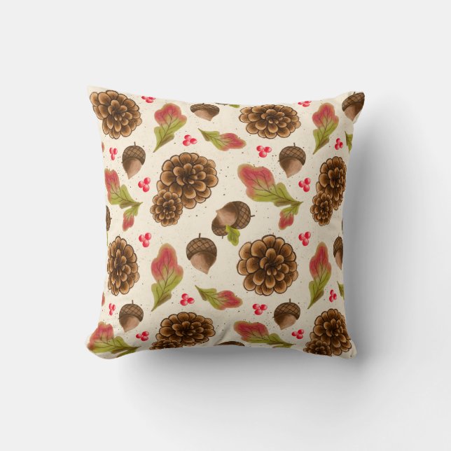 Pinecones autumn and forest theme design cushion (Front)