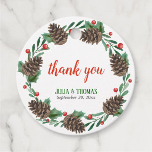 Pinecones Berry Christmas   Wedding Thank You Favour Tags