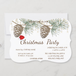 Pinecones ,Santa Hat Christmas Corporated Party Invitation