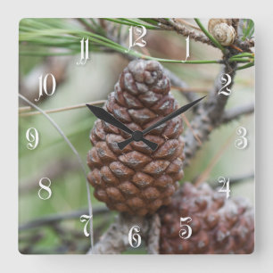Pinecones Square Wall Clock
