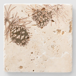 Pinecones Stone Coaster