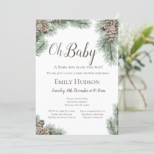 Pinecones Winter Bridal, Baby Shower Invitation
