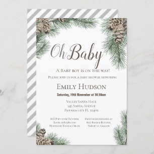 Pinecones Winter Invitation - Baby Shower