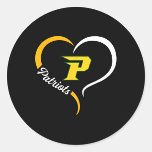 Pinecrest Patriots Logo Half Heart Slogan Hs Classic Round Sticker