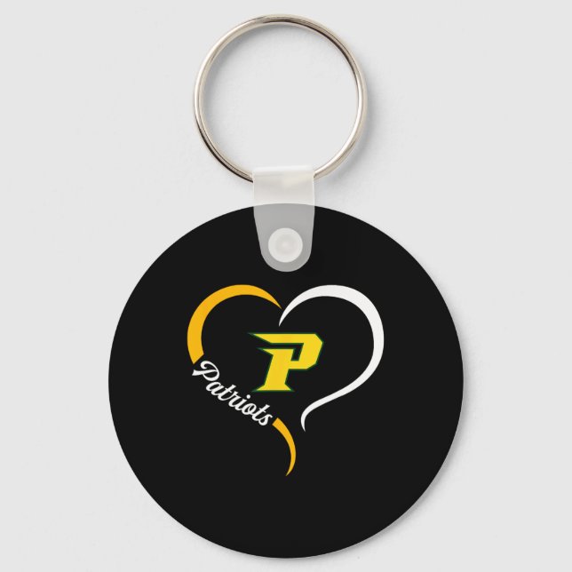 Pinecrest Patriots Logo Half Heart Slogan Hs  Key Ring (Front)