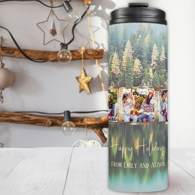 Pines 5 Photo Template Christmas Thermal Tumbler (Creator Uploaded)