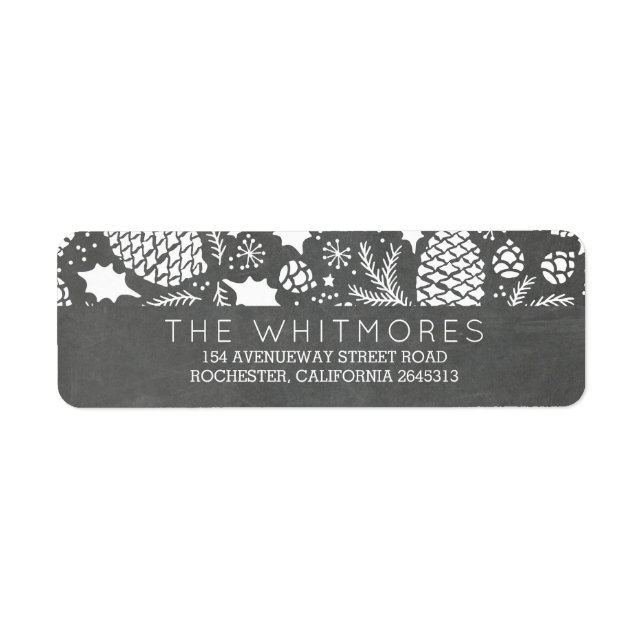 Pines and Cones Winter Return Address Label (Front)