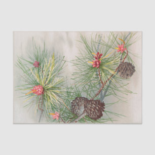 Pines and Flower Christmas Decoupage Tissue Paper