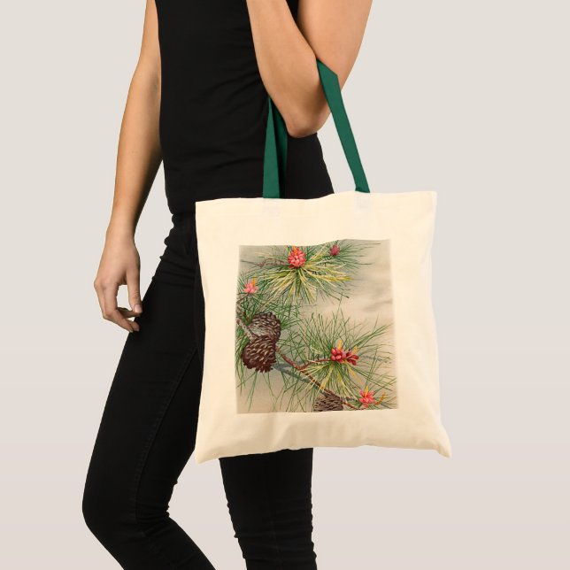 Pines and Flower Christmas Tote Bag (Front (Product))