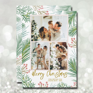 Pines Berries Multi Photo Christmas Holiday Card