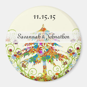 Pines Flower Tree Wedding Magnet