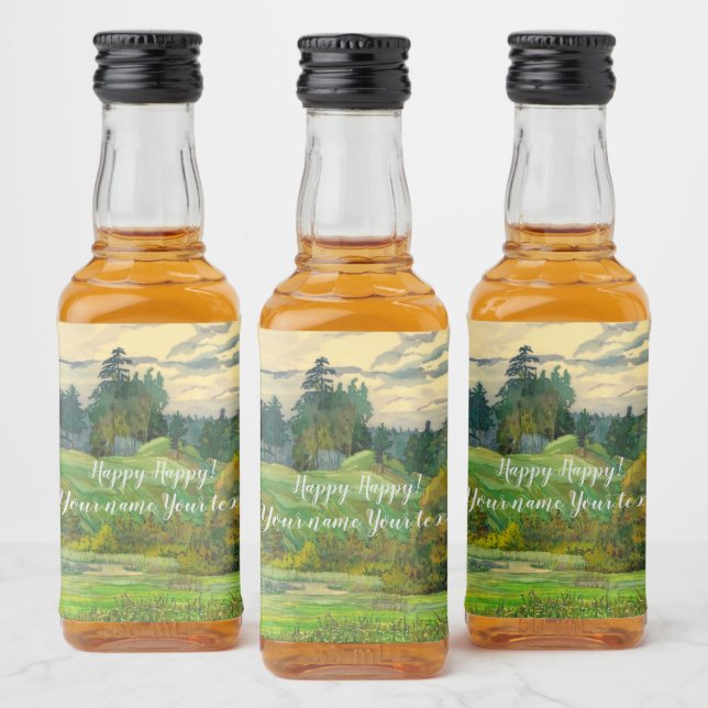 Pines painting liquor bottle label (Bottles)