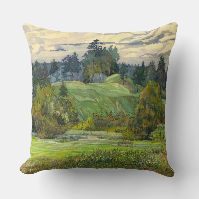 Pines painting  watercolor cushion (Front)