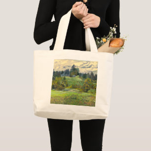 Pines painting watercolor large tote bag