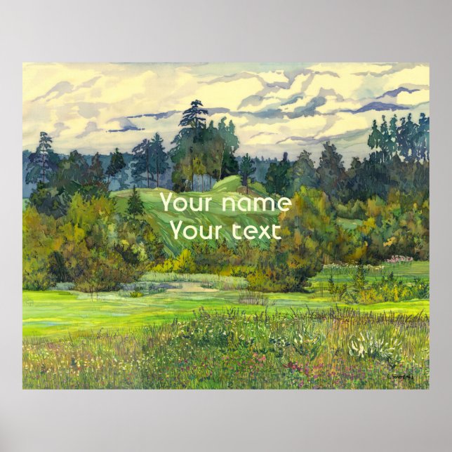 Pines painting  watercolor on silk poster (Front)