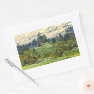 Pines painting  watercolor rectangular sticker