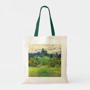Pines painting watercolor tote bag