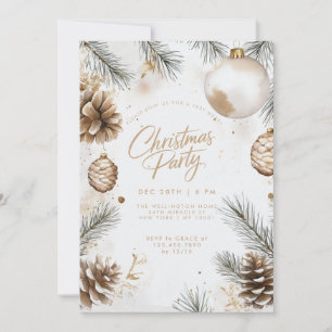 Pines Pinecones Ornaments Modern Boho Christmas Invitation