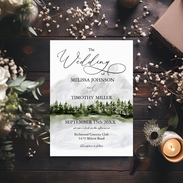 Pines Rustic Mountain Forest Wedding Invitation (Creator Uploaded)