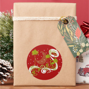 Pines with Moon-Customise Change Background Colour Classic Round Sticker