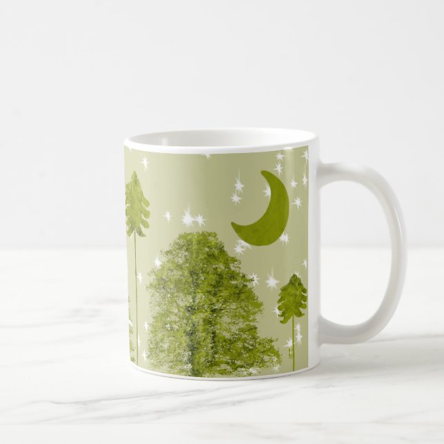 Pines with Moon-Customise Change BackGround Colour Coffee Mug (Right)
